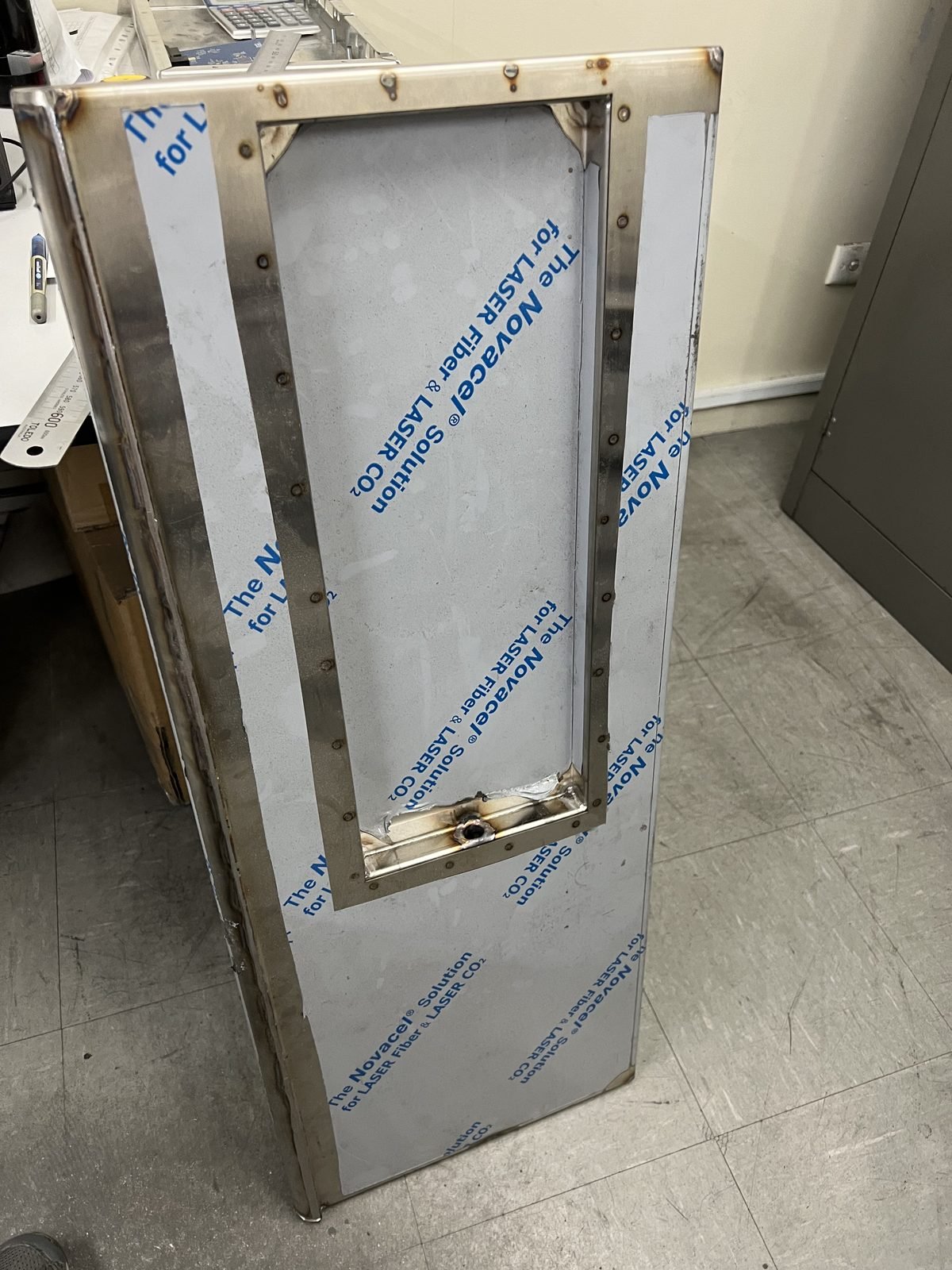Large stainless steel door frame
